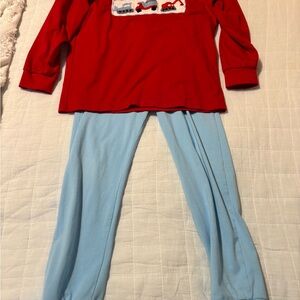Kids Two-Piece Red Top and Light Blue pants ser